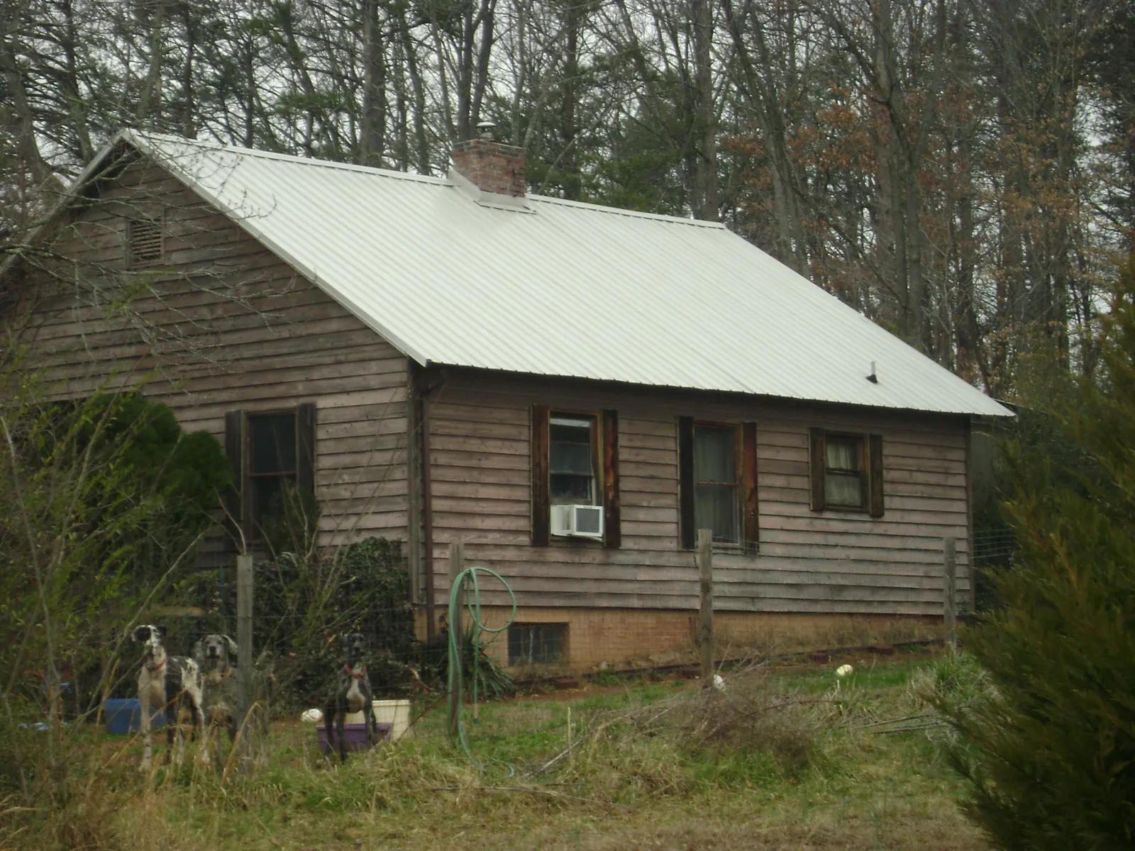White metal roof on an old wood sided farmhouse, from a Asphalt Shingle Roof Repair job in Deltona